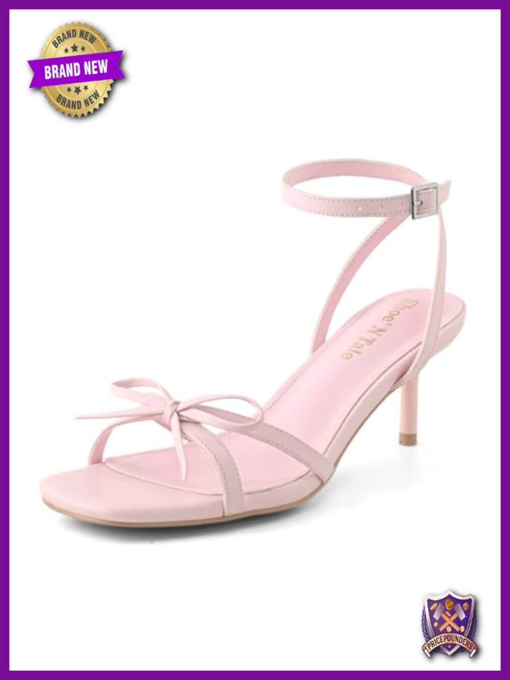 Kitten Heels Bow Strappy Square Open Toe Faux Leather Heeled Sandals Wedding